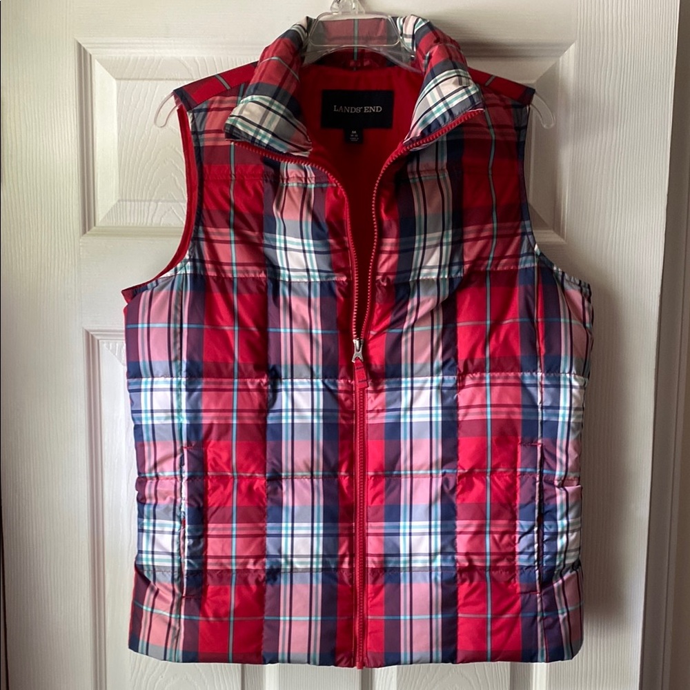 Lands' End Red and Blue Checkered Vest